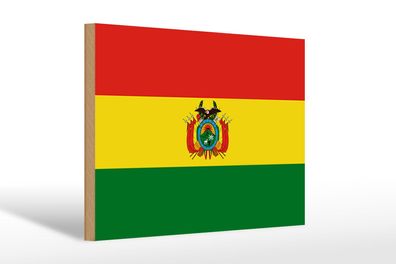 Holzschild Flagge Boliviens 30x20 cm Flag of Bolivia Deko Schild wooden sign