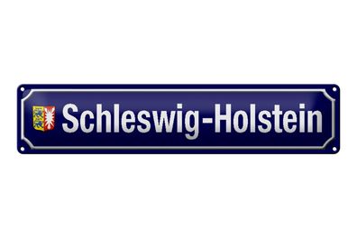 Blechschild Straßenschild 46x10cm Schleswig-Holstein Wappen Deko Schild tin sign