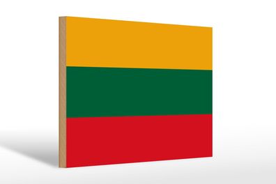 Holzschild Flagge Litauens 30x20 cm Flag of Lithuania Deko Schild wooden sign