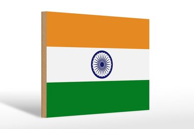 Holzschild Flagge Indiens 30x20 cm Flag of India Deko Schild wooden sign