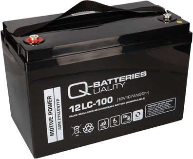 Q-Batteries 12LC-100 / 12V 107Ah Bleiakku als zyklenfeste Ausführung