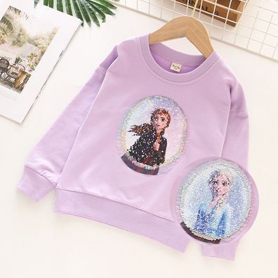 Baby Frozen Elsa Pullover Mädchen Pailletten Sweatshirts Kinder Rundhal Tops