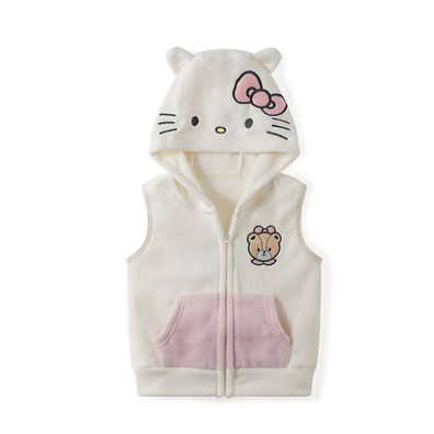 Kinder Anime Hello Kitty Hoody Weste Baby Plus Velvet Zipper Pullover Mantel