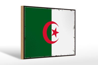 Holzschild Flagge Algeriens 30x20 cm Retro Flag Algeria Deko Schild wooden sign