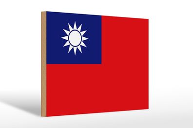 Holzschild Flagge China 30x20 cm flag of Taiwan Deko Schild wooden sign