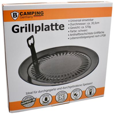 Camping Grillplatte Universal Ø30,5cm Grillaufsatz Campingkocher Grillrost Grill