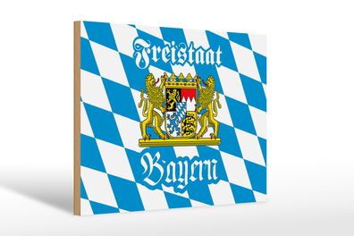Holzschild Bayern 30x20 cm Freistaat Bayern Wappen Holz Deko Schild wooden sign
