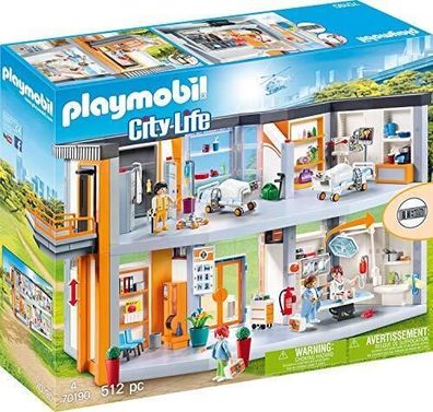 Playmobil City Life 70190 Großes Krankenhaus mit Einrichtung 512 Teile Spielzeug