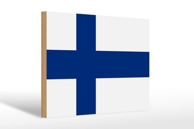 Holzschild Flagge Finnlands 30x20 cm flag of Finland Deko Schild wooden sign