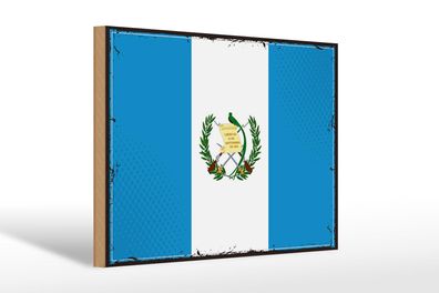 Holzschild Flagge Guatemalas 30x20 cm Retro Flag Guatemala Deko Schild wooden sign