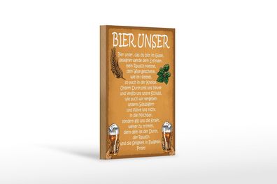 Holzschild Spruch 12x18 cm Bier unser in Ewigkeit Prost Deko Schild wooden sign