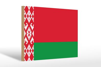 Holzschild Flagge Weißrussland 30x20 cm Flag of Belarus Deko Schild wooden sign
