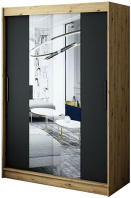 Kleiderschrank, Schiebetürenschrank LETO T1 150 cm mit Kleiderstange und Spiegel