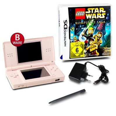 DS Lite Handheld Konsole rosa #74B + Spiel Lego Star Wars die komplette Saga