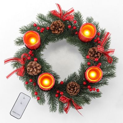 Adventskranz mit LED Echtwachskerzen und Fernbedienung Adventsleuchter Kranz Kerze