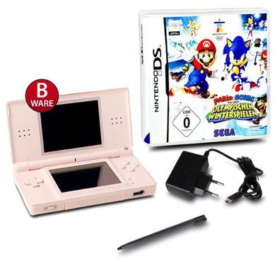 DS Lite Handheld Konsole rosa #74B + Mario & Sonic bei den olymp. Winterspielen