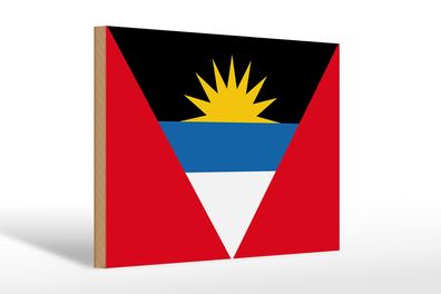 Holzschild Flagge Antigua und Barbuda 30x20 cm Flag Deko Schild wooden sign