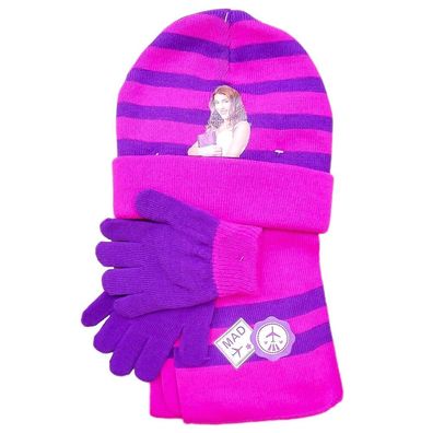 Violetta Mützen Set * Disney * Schal Mütze Handschuhe * lila pink * kuschelig