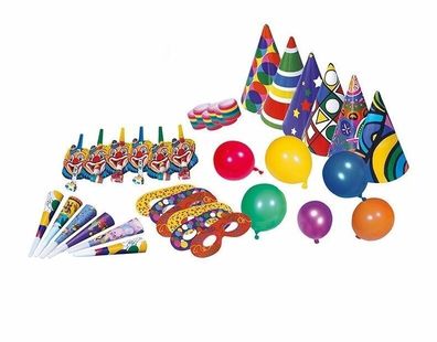 Mottoland 642965 - Geburtstags Party - Set 36 tlg, Masken Luftschlangen ballons
