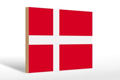 Holzschild Flagge Dänemarks 30x20 cm Flag of Denmark Deko Schild wooden sign