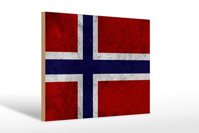 Holzschild Flagge 30x20cm Norwegen Fahne Holz Wanddeko Deko Schild wooden sign