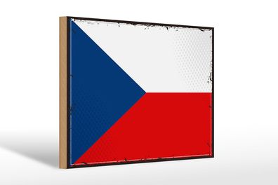 Holzschild Flagge Tschechiens 30x20cm Retro Czech Republic Deko Schild wooden sign