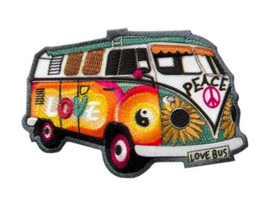14479 Hippie Bus, Love, Peace, Applikation Flicken Aufbügeln Aufnähen