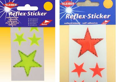 Kleiber Reflex Sticker Reflektor Selbstklebend - 5 STERNE - gelb, orange