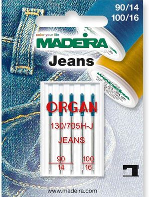 Madeira 9457 Jeans Maschinennadeln, Nähmaschinennadeln, 90/14 100/16