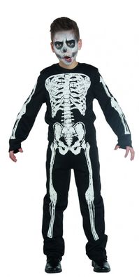 PxP 125971 - Skelett Boy, Kinder Kostüm Overall - Größe 116, 128, 140, 152