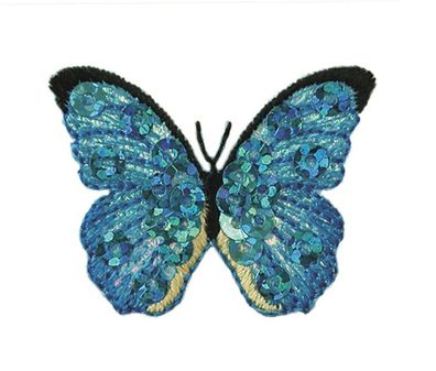 Mono Quick 04451 Schmetterling, türkis Bügelbild, Patch, ca. 3,6 x 2,8 cm Paille