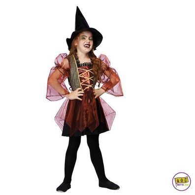 Mottoland 116114 Halloween Kostüm Hexe in Tüll Bordeux Kinder 104, 116, 128