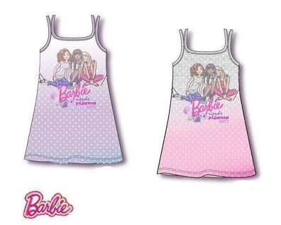 Barbie Mädchen Nachthemd, Schlafkleid, Nachtwäsche Sommer 6 - 12 Jahre Grau Lila