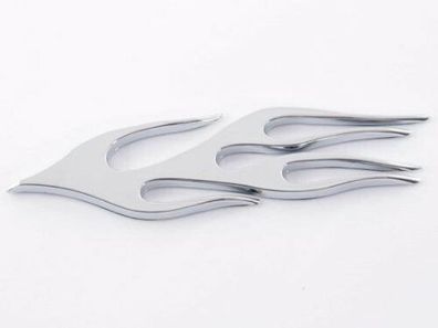 Aufkleber Chrom 3D Car Logo Motiv Flame 115x45 mm chrom * FK-Automotive