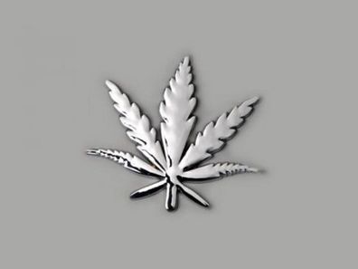 FK-Automotive x61 Hanfblatt Aufkleber Chrom 3D Car Logo Motiv Leafshape 70x98 mm