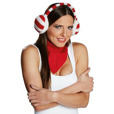 Rubies 4170612 - Ohrenwärmer rot/ weiß, für Weihnachten oder Karneval