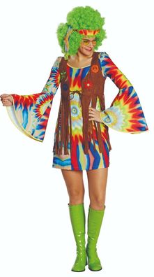 Mottoland 118177 - Hippie Lady, 3tlg. Damen Kostüm, Gr. 36 - 48 - 60er 70er