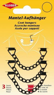 Kleiber 8593x Mantel-Aufhänger 3er-Set, Schwarz, Gold oder 3 Farbig