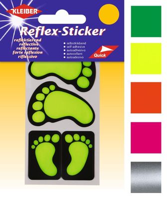 Kleiber Reflex Sticker Füße, Reflektor selbstklebend, orange gelb grün pink etc.