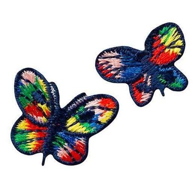 Mono Quick 04071 bunte Schmetterlinge, 2 Stück, Bügelbild, Patch, ca.1,6 bis 2,0