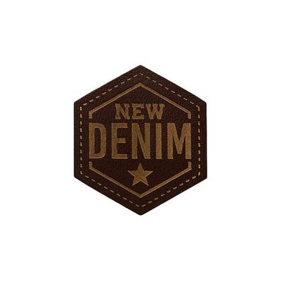 Mono Quick 04183 Leder New Denim Bügelbild, Patch, ca. 3,2 x 3,6 cm Emblem