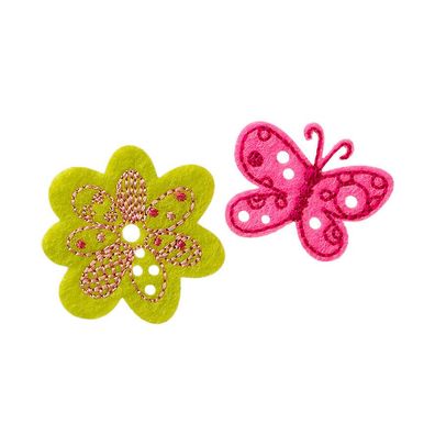 Mono Quick 04295 Blume + Schmetterling, pink/ grün Bügelbild, Patch, ca. 2,4 bis