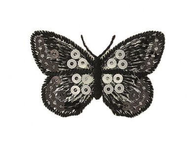 Mono Quick 04413 Schmetterling schwarz-silber Bügelbild, Patch, ca. 4,2 x 2,8 cm