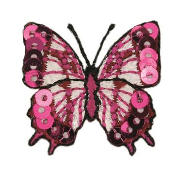 Mono Quick 04423 Schmetterling, Pailletten, pink Bügelbild, Patch, ca. 3,1 x 3,1