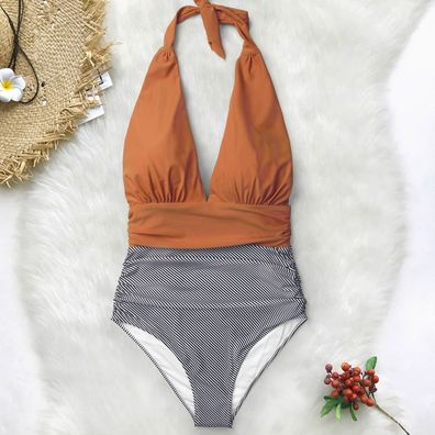 Gepolsterter Monokini-Badeanzug für Frauen mit V-Ausschnitt