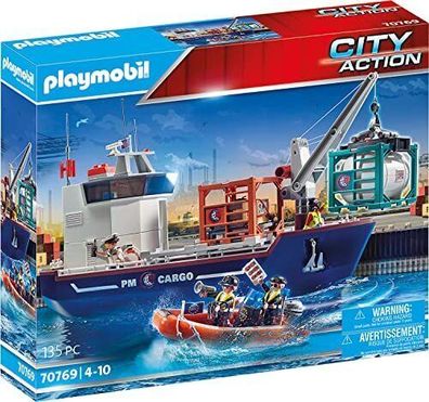 Playmobil 70769 Großes Containerschiff mit Zollboot Spielzeugboot 135 Teile