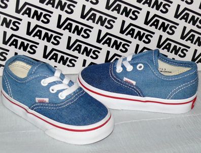 Vans Authentic Denim 2-Tone Canvas Kinder Schuhe Sneaker EU 21 Blue White Red