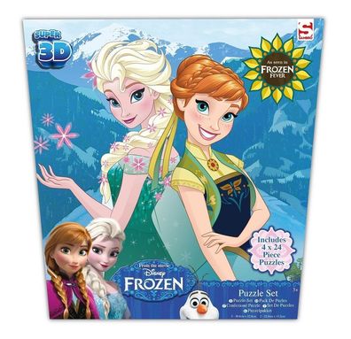 Disney Frozen Fever * 3D Puzzle * 4 x 24-teilig * Eiskönigin Elsa Anna * NEU