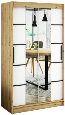 Kleiderschrank, Schiebetürenschrank Schlafzimmer, Schrank mit Spiegel BRENT V4 150 cm
