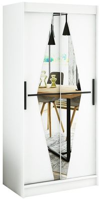 Kleiderschrank Schiebetürenschrank Schlafzimmer, Schrank mit Spiegel BRENT BOL 100 cm